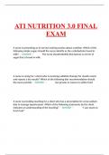 ATI NUTRITION 3.0 FINAL proctored  EXAM