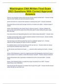 Washington CNA Written Final Exam 2023 Questions With Correct Approved Answers