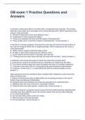 OB exam 1 Practice Questions and Answers