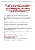 ATI RN Fundamentals Proctored Exam 2023-2024 RN ATI Fundamentals Proctored Exam / ATI RN Proctored Fundamentals Exam Questions and Corrects Answers Rated A+