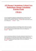 ATI Dosage Calculations Critical Care Medications, Dosage Calculation Practice Exam