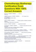 Chemotherapy Biotherapy Certification Exam Questions With 100% Correct Answers