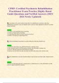 CPRP: Certified Psychiatric Rehabilitation Practitioner Exam Practice| Highly Rated Guide Questions and Verified Answers (2023/ 2024 Newly Updated)