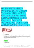 ATI PN Mental Health Proctored Exam (18 New Versions, 2021) / ATI PN Proctored Mental Health Exam, ATI Mental Health Proctored Exam (18 Versions, 900 QUESTIONS AND ANSWERS GRADED A}