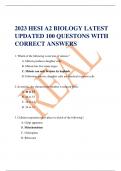 2023 HESI A2 BIOLOGY LATEST  UPDATED 100 QUESTONS WITH  CORRECT ANSWERS