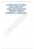 2023 /2024 ATI MED SURG/VATI MED  SURG EXAM TEST BANK QUESTIONS WITH  VERIFIED CORRECT ANSWERS/A+ GRADE