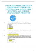 ACTUAL ATI RN PROCTORED EXAM COMPREHENSIVE PREDICTOR LATEST|2023/2024| 180 REAL EXAM QUESTIONS AND CORRECT ANSWERS|ATI RN PREDICTOR