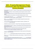 SAE - Property Management (Texas) Final Exam 2023 Test Questions With Correct Answers