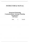 Integrated Marketing Communications 5th Canadian Edition By Keith  Tuckwell (Instructor Manual)