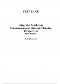 Integrated Marketing Communications 5th Canadian Edition By Keith  Tuckwell (Test Bank)