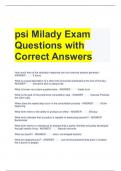 psi Milady Exam Questions with Correct Answers  