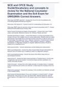 NCE and CPCE Study Guide(Vocabulary and concepts to review for the National Counselor Examination and the Exit Exam for UWG)With Correct Answers.