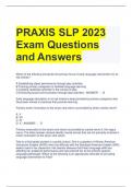 Bundle For SLP Praxis Exam Questions and Correct Answers