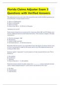 Florida Claims Adjuster Exam 3 Questions with Verified Answers| Latest 2023/2024