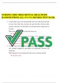 NURSING MISC HESI MENTAL HEALTH RN  RANDOM FROM ALL (V1-V3) 2023/2024 TEST BANK