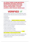 ATI PROCTORED EXAM MATERNAL NEWBORN 2023/2024 UPDATED EXACT EXAM QUESTIONS NEW Already Passed With complete solution| Latest Version actual exam