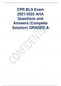 CPR BLS Exam  2021/2022 AHA  Questions and Answers (Complete Solution) GRADED A