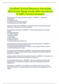 Certified Clinical Research Associate 2023 Exam Study Guide With Questions & 100% Correct Answers