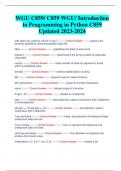 WGU C859/ C859 WGU/ Introduction  to Programming in Python C859  Updated 2023-2024