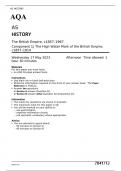 AQA   AS HISTORY The British Empire, c1857–1967 Component 1J The High Water Mark of the British Empire, c1857–1914  Wednesday 17 May 2023