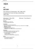 AQA    AS HISTORY The making of a Superpower: USA, 1865–1975 Component 1K From Civil War to World War, 1865–1920   Wednesday 17 May 2023