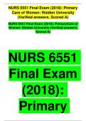 NURS 6551 Final Exam (2018): Primary Care of Women: Walden University (Verified answers, Scored A) NEW 2023!!! NURS 6551 Final Exam (2018): Primary Care of Women: Walden University (Verified answers, Scored A) NEW 2023!!! NURS 6551 Final Exam (2018): Prim