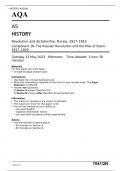 AQA  AS HISTORY Revolution and dictatorship: Russia, 1917–1953 Component 2N The Russian Revolution and the Rise of Stalin, 1917–1929  Tuesday 23 May 2023