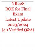 NR228 ROK for Final Exam Latest Update 2023/2024 (40 Verified Q&A)