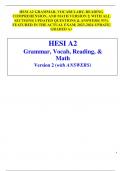 HESI A2 GRAMMAR, VOCABULARY, READING  COMPREHENSION, AND MATH VERSION 2| WITH ALL  SECTIONS| UPDATED QUESTIONS & ANSWERS| 93% FEATURED IN THE ACTUAL EXAM| 2023-2024 UPDATE|  GRADED A+