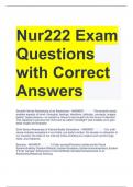 Nur222 Exam Questions with Correct Answers 