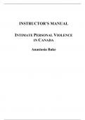 Intimate Personal Violence in Canada 1st Edition By Anastasia Bake (Instructor Manual)