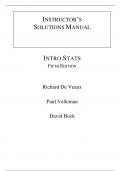 Intro Stats 5th Edition By  Richard De Veaux, Paul Velleman, David Bock (Solution Manual)