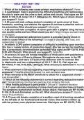 AMLS Post  3rd Edition 1. Which of the following may cause primary respiratory alkalosis?: Fever 2. A quadriplegic male is experiencing difficulty breathing and restlessness. His skin is warm and his urine is dark, yellow and cloudy. Vital signs are BP 86