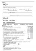 AQA A-level Modern Hebrew Paper 1 MAY 2023 QUESTION PAPER: Reading and Writing