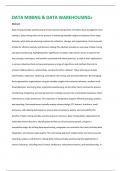 Abstract:  Data mining is a powerful technique used to extract useful patterns, trends, and insights from large datasets. It involves the application of various algorithms and statistical methods to uncover hidden patterns and relationships within the dat