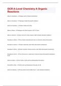 OCR A-Level Chemistry A Organic Reactions | 41 Questions with 100 % correct answers | verified and updated