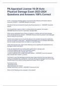 PA Appraisal License 16-20 Auto Physical Damage Exam 2023-2024 Questions and Answers 100% Correct