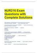 NUR216 Exam Questions with Complete Solutions 