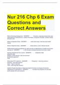 Nur 216 Chp 6 Exam Questions and Correct Answers