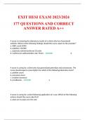 EXIT HESI EXAM 2023/2024 177 QUESTIONS AND CORRECT ANSWER RATED A++