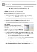 Student Exploration: Calorimetry Lab