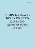 NCSBN Test Bank for NCLEX RN (NGN)  2023 To 2024  All Possible Q&A Included