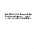 Basic Math Ability Exam A Relias Questions and Answers | Latest Verified 2023/2024 (GRADED A)