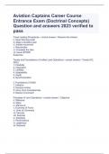 Aviation Captains Career Course Entrance Exam (Doctrinal Concepts) Question and answers 2023 verified to pass 