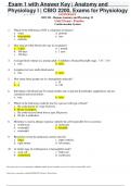 Exam 1 with Answer Key | Anatomy and Physiology I | CBIO 2200, Exams for Physiology latest 2023