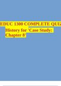 EDUC 1300 COMPLETE QUIZ History for 'Case Study: Chapter 8'