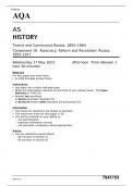 AQA AS HISTORY Tsarist and Communist Russia, 1855–1964 Component 1H MAY 2023 QUESTION PAPER - Autocracy, Reform and Revolution: Russia, 1855–1917