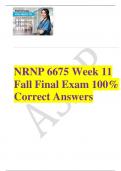 NRNP 6675 Week 11 Fall Final Exam 100% Correct Answers