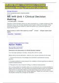 NR 449 Week 1 Discussion; Clinical Decision Making UPDATED 2023-2024 NR 449 Week 1 Discussion; Clinical Decision Making UPDATED 2023-2024 NR 449 Week 1 Discussion; Clinical Decision Making UPDATED 2023-2024 NR 449 Week 1 Discussion; Clinical Decision Maki