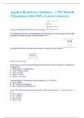 Applied Healthcare Statistics - C784 Module 2 Questions with 100% Correct Answers. 